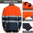 Orange Navy Long Sleeve Reflective Work Polo Shirt - 4