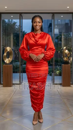Elegant Cola Satin Party Dress - Women's Size M