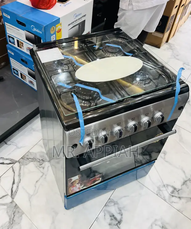 Ferre 60x60cm 4 Gas Burner Cooker with Grill & Oven (Gray) - 1