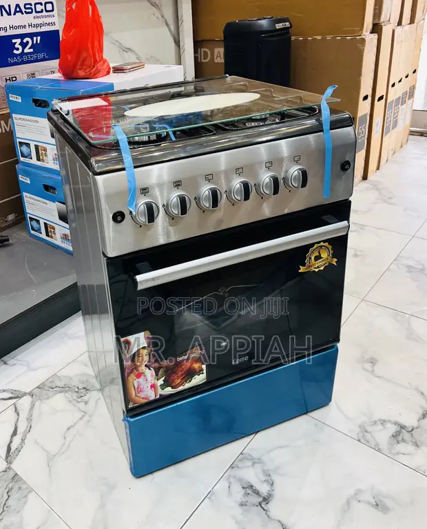 Ferre 60x60cm 4 Gas Burner Cooker with Glass Lid - Gray - 1