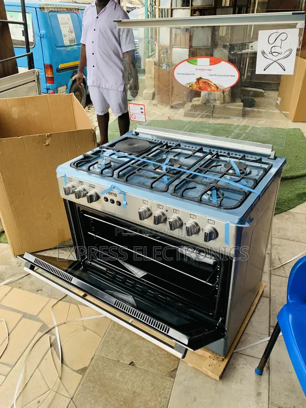 Ferre Gas Electric 4-Burner Oven with Rotisserie - Silver - 1