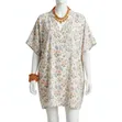 Short Kimono Bubu Dress - V-Neck Floral Cotton - 2