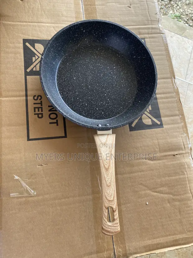 MBH Exclusive Wooden Handle Granite Fry Pan - Black (24cm) - 1