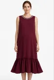 Below Knee Maternity Dress with Crystal Beading - 2