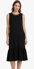 Below Knee Maternity Dress with Crystal Beading - 3