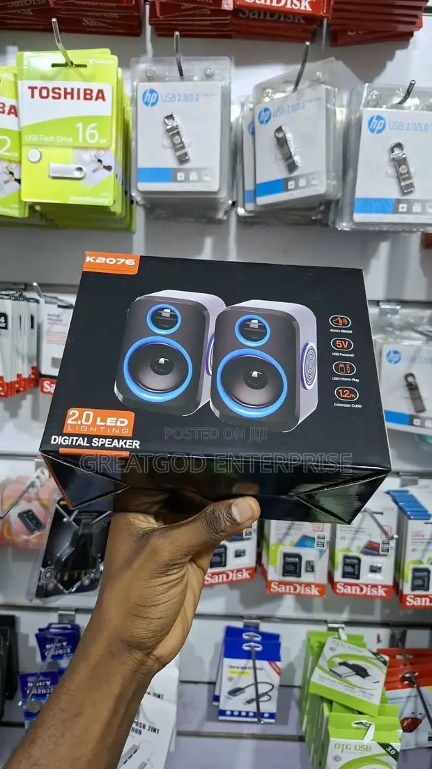 K2076 2.0 LED USB Digital Speakers - 1