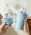 2-in-1 Foldable Silicone Ice Ball Maker Cup with Straw - 1