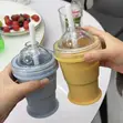 2-in-1 Foldable Silicone Ice Ball Maker Cup with Straw - 3