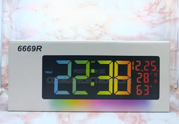 16" Premium Digital Wall-Mounted LCD Clock with Night Light - 1
