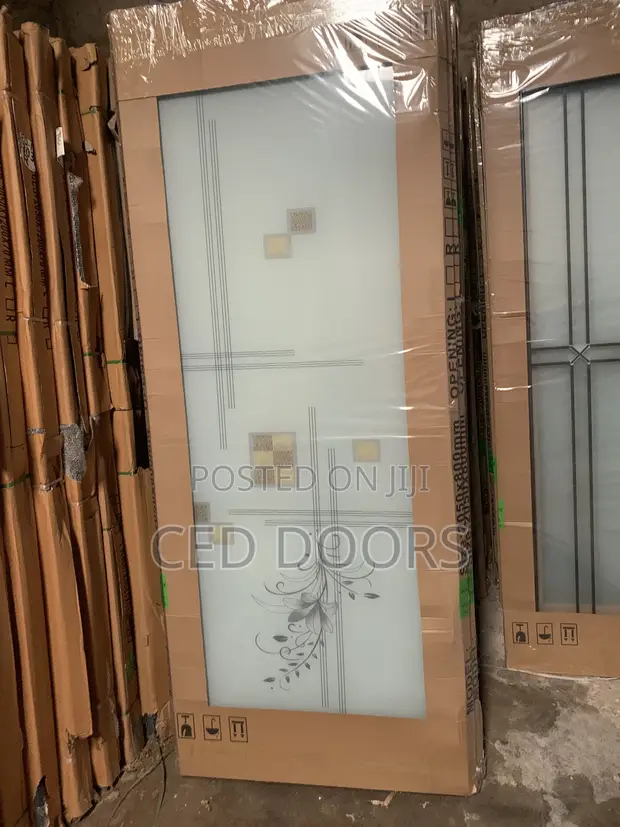 Brand New Bathroom & Toilet Doors (Black Glass) - 1