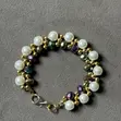 Emerald Green Beaded Pearl Bracelet - 1