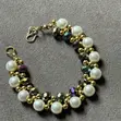 Emerald Green Beaded Pearl Bracelet - 2