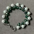 Emerald Green Beaded Pearl Bracelet - 3