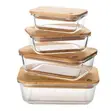 Stackable Glass Food Storage Containers with Bamboo Lids (Set of 4) - 1