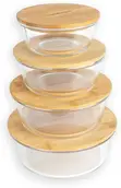 Stackable Glass Food Storage Containers with Bamboo Lids (Set of 4) - 2