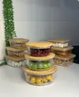Stackable Glass Food Storage Containers with Bamboo Lids (Set of 4) - 3