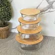 Stackable Glass Food Storage Containers with Bamboo Lids (Set of 4) - 4