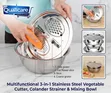 3-in-1 Stainless Steel Vegetable Cutter, Colander & Mixing Bowl - 1