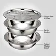 3-in-1 Stainless Steel Vegetable Cutter, Colander & Mixing Bowl - 2