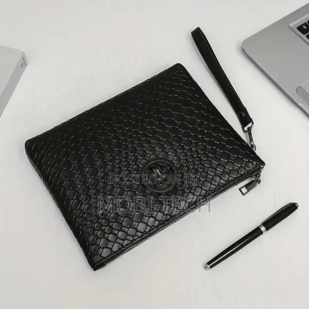 Men's Woven Leather Business Clutch - 1