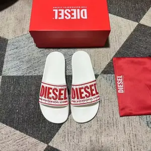 Adidas Designer Slides - Brown/White Stripes