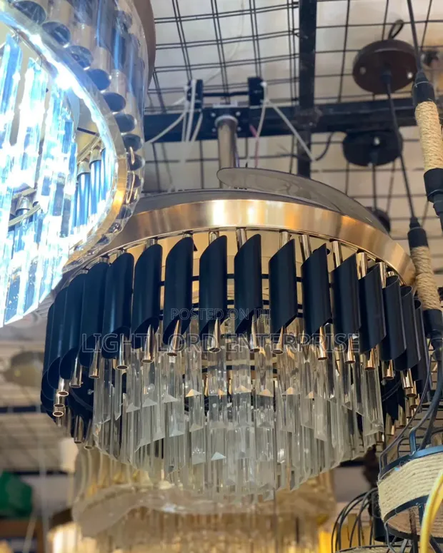 Everresst Mamba Black and Gold Chandelier Fan Light - 1