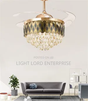 Eurolux Leopard Skin Retractable Ceiling Fan Chandelier with LED Light
