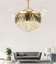 Eurolux Leopard Skin Retractable Ceiling Fan Chandelier with LED Light - 1