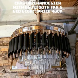 Bronze Chandelier Retractable Ceiling Fan with LED Light