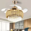 Bronze Chandelier Retractable Ceiling Fan with LED Light - 2