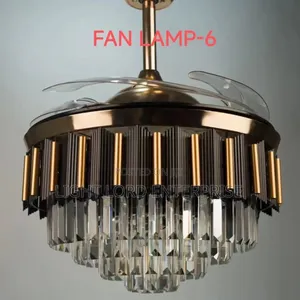 Black Shield 48" Retractable Ceiling Fan with Crystal Chandelier