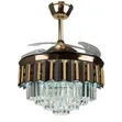 Black Shield 48" Retractable Ceiling Fan with Crystal Chandelier - 3