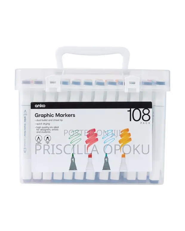 Anko Graphic Markers - 108 Assorted Colors - 1