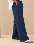 Premium Light Grey Linen Drawstring Trousers - 2