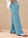 Premium Light Grey Linen Drawstring Trousers - 3