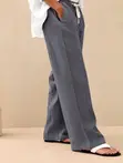 Premium Light Grey Linen Drawstring Trousers - 4