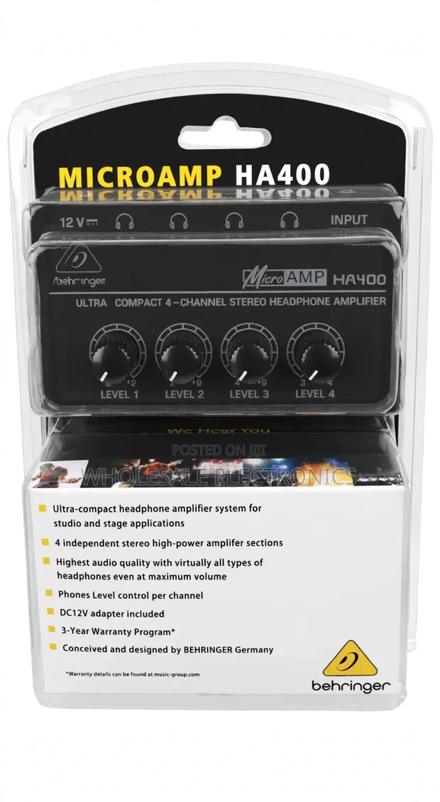 Behringer MicroAMP HA400 4-Channel Stereo Headphone Amplifier - 1