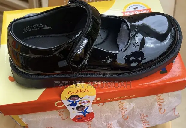 Crab Kids Black School Shoes - 1