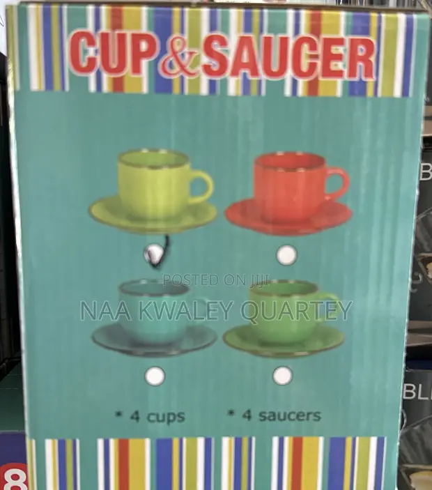 Ceramic Tea Cup and Saucer Set (4 Pairs) - 1