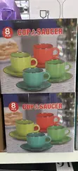 Ceramic Tea Cup and Saucer Set (4 Pairs) - 2