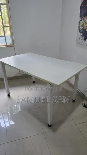 White Wooden Dining Table (Seats 6)