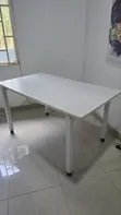 White Wooden Dining Table (Seats 6) - 1