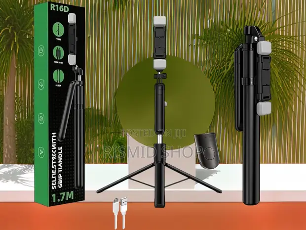 R16D Extendable Selfie Stick Tripod with LED Lights - 1