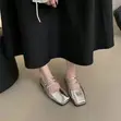 Silver Strappy Square-Toe Flats - Size 38-40 - 1