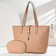 Woven Pattern Leather Tote Bag Set - 2-in-1 Women's Work Handbag - 3