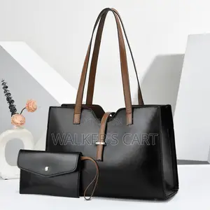 Women's 2-Piece Black & Tan Tote Bag Set
