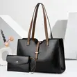 Women's 2-Piece Black & Tan Tote Bag Set - 1