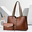 Women's 2-Piece Black & Tan Tote Bag Set - 3