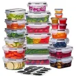 22pcs Plastic Food Storage Bowls with Stickers - 1