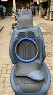 Premium Blue & Black Leather Seat Cover Set - 2